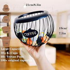 Coffee Pod Holder,K Cup Holders for Counter,Coffee Bar Accessories & Decor,Large Capacity Keurig K-cup Organizer, Nespresso Vertuo Station Organizer,Metal Pods Storage (Black)