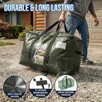 TAILI 4 Pack Green Extra Large Storage Bags, Heavy Duty Totes with Visible Window, Wrap Around Handles, Perfect for Moving