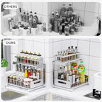 Under Sink Organizer, Heavy Duty Metal Pull Out Cabinet Organizer Slide Out Sink Shelf Organizer Height Adjustable, Multi-Purpose Storage Shelf for Kitchen Bathroom(Sliver,2Pack)