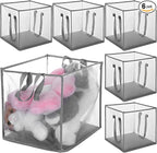 6 Pack Popup Laundry Hamper 13 Inch Small Foldable Mesh Laundry Baskets Mesh Foldable Laundry-Hampers Storage with Handle for Laundry-Storage, Kids Toy, College Dorm or Travel(Grey)