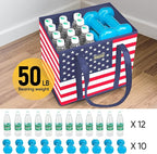 BALEINE 6Pk Reusable Grocery Bags, Foldable Shopping Bags for Groceries with Reinforced Bottom & Handles (Patriot Celebration)