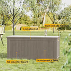Outdoor Storage Box Waterproof, 270 Gallon Lockable Resin Deck Box Large, Patio Storage Bin for Pool Accessories Cushion Furniture, Garden Tools, UV-Resistant Outside Delivery Grey