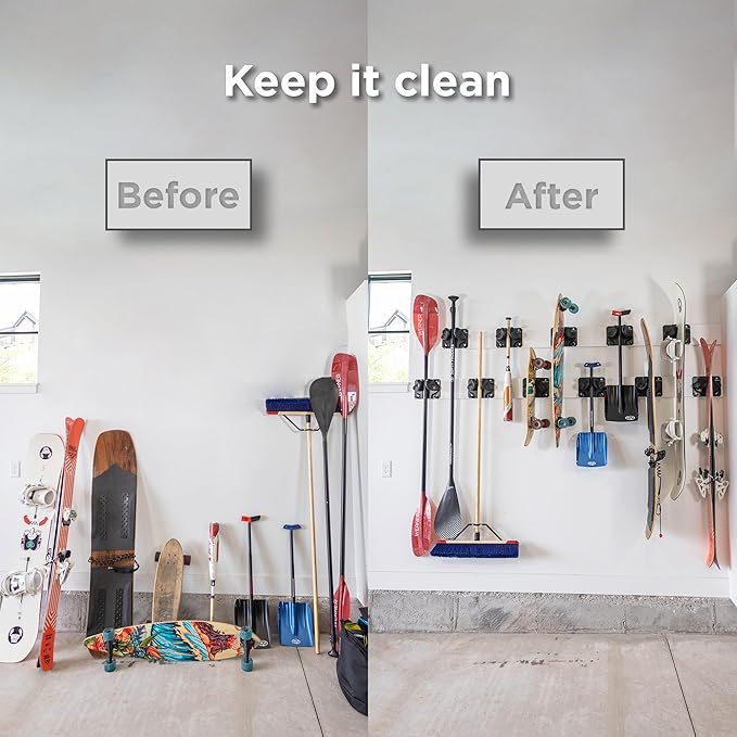 Gravity Grabber, The OG - Ski & Snowboard Wall Mount, Indoor Garage & Home Storage Organizer, Damage-Free Grip, Holds Skis/Boards/Poles/More, Space-Saving Premium Gear Rack, (Carbon 3-Pack)