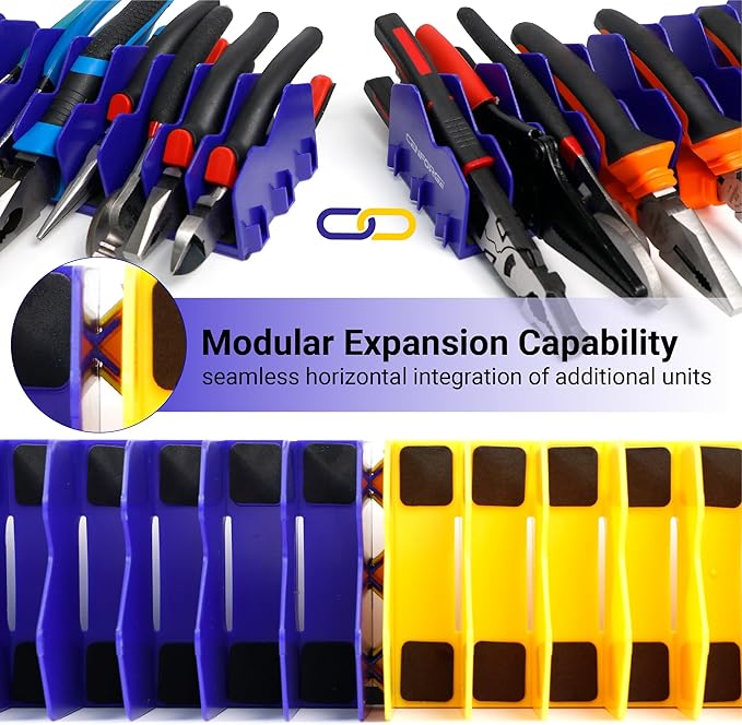 Cenfoge Plier Organizer, 20-Slot Plier Rack with Non-Slip Base for Tool Box Drawer, Tool Storage Solution (2 PC-Blue)