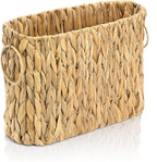 Toilet Paper Storage, Handwoven Toilet Paper Baskets with Handle for 9 Standard Rolls, Large Water Hyacinth Magazine Holder Narrow Wicker Trash Can for Bathroom Accessories