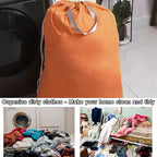 Heavy Duty Laundry Bag with Drawstring and Handle, Extra Large Travel Dirty Clothes Bag for Laundromat and Household, Durable Rip-Stop Laundry Hamper Liner, 28 x 40 Inch by SANFERGE, Orange