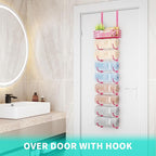 HapiRm Towel Racks for Bathroom Storage - 9 Tier Over The Door & Wall Mount Rolled Towel Storage Organizer Holder with Metal Shelf Basket for Small Bathroom, Camper, Rv - Pink, Patented