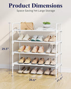 Kitsure Shoe Rack for Closet, Shoe Organizer for Front Door Entrance, Stackable Shoe Shelf, Detachable Closet Organizers and Storage, 26.6" Wide - 4 Tiers, White