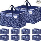 HomeHacks Moving Bags, Extra Large Size Moving Boxes, Heavy Duty Luggage Bags with Smooth Zipper and Sturdy Handles, Large Capacity & Easy Loading Storage Totes for Space Saver 125L, 10-Pack, Blue