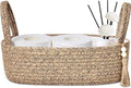 ABenkle Small Storage Basket for Toilet Tank Top - Jute Rope Woven Organizer with Handle, Boho Countertop Bathroom Decor, Toilet Paper Holder, 13x6x4 Inch