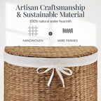 Best Choice Products Half Moon Laundry Hamper w/Lid, Woven Half Round Laundry Basket, w/Removable Liner & Bult-in Handles for Bathroom, Bedroom & Laundry Room - Chestnut