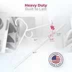 Neaties Heavy Duty Clothes Hangers 100 Pack (108 Count) – Made in the USA – 8lb Capacity Plastic Hangers for Adult Clothing – Durable for Pants, Coats, Jackets, or Jeans – White & Mint