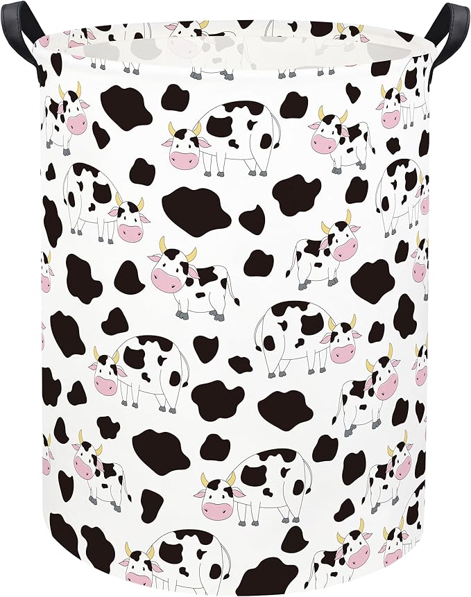 Cow print Laundry Basket Baby Laundry Basket Nursery Hamper Kids Baby Laundry hamper for Boys and Girls Cute Toy Storage Bin Cow Room Decor(Cow)