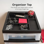 IRIS USA Plastic Drawer Storage Organizer Rolling Cart with Wheels Casters 10-Drawers for Classroom Art Craft Supplies Dresser Closet Bathroom Laundry Room Black/Clear