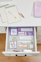 Annova Desk Drawer Organizer/Storage Tray - Metal Mesh with Dividers for Pens, Desktop Accessories, Bathroom, Kitchen, Makeup and Office Supplies (Small, Light Purple)