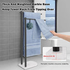 Livabber Standing Towel Rack, 304 Stainless Steel 2-Tier Towel Holder Stand with Marble Base, Modern Stylish Tall Shower Towel Bar for Bathroom Accessories, Pool（Black）