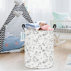 LANGYASHAN Laundry Basket Canvas Fabric Collapsible Organizer Basket for Storage Bin Toy Bins Gift Baskets Bedroom Clothes Children Nursery Hamper (Cat)