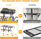 PLKOW Garage Wall Shelving Includes Bike Hooks, Sturdy Adjustable Garage Shelving Wall Mount Garage/Organizer (Black, 2-Pack)