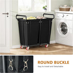Large laundry hamper with Wheels, 2 Bag 360L Big Rolling Laundry Basket Sorter Cart, Extra Large Laundry Clothes Hamper, Heavy Duty Laundry Basket Organizer for Laundry Room,Bathroom