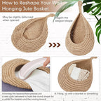 Honeydak Boho Decor Hanging Wall Baskets for Kitchen 3 Pack Teardrop Baskets with Hooks Storage Fruit Onion Vegetable Potato for Home 3 Sizes(Light Linen,Teardrop,Cotton Rope)