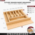 Rev-A-Shelf Natural Maple Right Size Utensil Insert Home Storage Kitchen Organizer 7 Compartment Drawer Accessory, 19 1/4" x 19 1/2", 4WCT-24SH-1