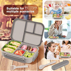 Lunch Box Kids,Bento Box Adult,Leakproof Lunch Containers for Adults/Kids/Toddler,1200ML-4 Compartments bento Lunch box with Utensil,Microwave & Dishwasher & Freezer Safe (White)