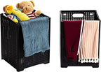 42L Collapsible Plastic Laundry Baskets,Foldable Laundry Hamper,Pack of 2 (Black)