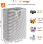 Lifewit 2 Pack Laundry Basket 125L Each, Collapsible Clothes Hamper with Reinforced Handles, Freestanding Waterproof Design for Bedroom and Laundry Room, Grey 250L Total