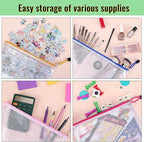 EOOUT 14pcs Zip Pouch Organizers, Mesh Bags with Zipper, 8 Sizes 14 Colors, Waterproof, for Travel, School, Office & Home