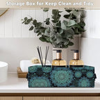 Storage Baskets for Organizing Toilet Paper Storage Bin Rectangular Multi-purpose Fabric Organizer for Living Room Bedroom Office Laundry Decor, Boho Flower Dark Teal