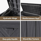 Devoko 120 Gallon Deck Box Resin Outdoor Storage Box Waterproof for Patio, Large Outdoor Storage Bench Lockable for Outside (Grey)