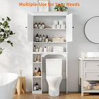 GAOMON Over The Toilet Storage Cabinet, Bathroom Shelf Organizer with Anti-Tip Device Small Freestanding Space Saver with Adjustable Shelf