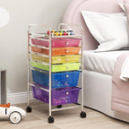 GOFLAME 6-Drawer Rolling Storage Cart, Multifunctional Art Craft Organizer Cart, Mobile Utility Storage Cart with Removable Drawers & Lockable Wheels, Craft Cart for Home Office, Rainbow
