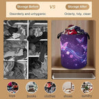 Laundry Hamper,Flying Butterflies Laundry Basket,Glowing Stars Waterproof Oxford Cloth Storage Basket with Handle for Clothes Books Nursery Home Storage Sundries 16"x20"