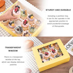 Hoewina 6PCS Cupcake Boxes - Hold 12 Count Cupcake Containers with Window, Food Grade Cupcake Holder Easy Transport and Presentation - Ideal for Cupcakes, Desserts, and More (Yellow)