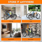 Bike Stand Floor, Portable Bike Storage for Garage - Fit for 24"-29" Bikes, Tire Width up to 3.5", Road & Mountain Bicycle Stand, Front and Rear Wheel Parking Rack - Black