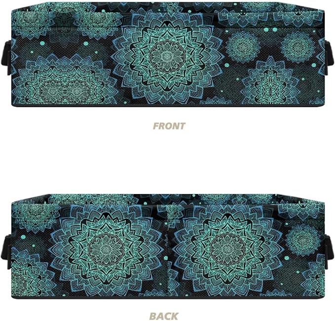 Storage Baskets for Organizing Toilet Paper Storage Bin Rectangular Multi-purpose Fabric Organizer for Living Room Bedroom Office Laundry Decor, Boho Flower Dark Teal