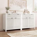 FLOWBACK Fluted Buffet Cabinet with Storage,34" Tall Kitchen Sideboard Cabinet Modern Credenza with Fluted Doors & Shelves Farmhouse Coffee Bar Media Console Accent Cabinets for Living Room, Entryway