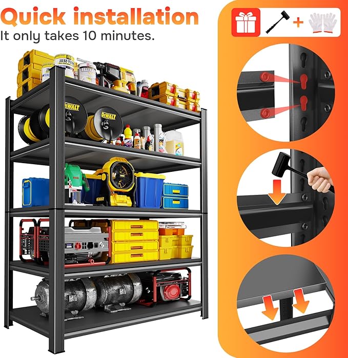 Metal Garage Shelving, 6-Tier 82" H x 39.4" W x 15.7" D Extra Tall Heavy Duty Storage Shelves Unit, Adjustable, Rust-Resistant Utility Rack for Warehouse, Basement, Pantry