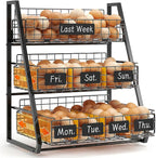 Upgraded Egg Holder Countertop with Removable 5 Dividers & Date Plate, 3 Tier Pull Out Large Egg Basket for Gathering Fresh Eggs, Kitchen Organizer, The Size - 6.7“x16.6”x11.3"