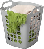 Flexible Plastic Laundry Basket - Square Storage Hamper with Side Handles for Easy Carrying - Versatile Organizer for Laundry, and Household Storage, Gray 50 Litter