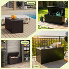 260 Gallon Outdoor Storage Box, Waterproof Resin Double-Wall Deck Box Organizer with Removable Dividers for Patio Cushion Storage, Lockable Outside Container for Garden Tools