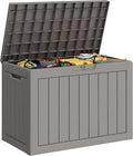45 Gallon Outdoor Storage Box, Resin Deck Boxes Outdoor Waterproof For Patio Furniture, Garden Tools, Pool Supplies, Lockable And UV Resistant (Striped Gray)
