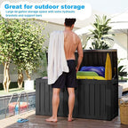 90 Gallon Waterproof Outdoor Storage Box,Resin Deck Box,Lockable Outside Storage Box Container for Patio Furniure,Garden,Tools (90 Gallon,Black)