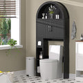 AHB Over The Toilet Storage Cabinet, Freestanding Bathroom Organizer with Adjustable Shelf and Anti-Tip Device, Arched Cabinet with Doors, Space-Saving Toilet Storage for Bathroom, Laundry, Mini Bar