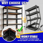 71"H Heavy Duty Garage Shelving - 1900 LBS Capacity 5-Tier Metal Storage Shelves, 71"H x 28"W x 12"D Adjustable Steel Utility Rack, Compact Storage Shelf for Pantry, Closet, Basement, Shed - Black