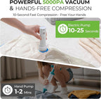 Vacuum Storage Bags for Travel - 15 Pack Compression Packing with Wireless Electric Pump for Luggage Vacuum Seal Bags for Clothes Space Saver Organizer for Moving Clothing Suitcase Travel