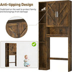 Over The Toilet Storage Cabinet with 7 Storage Shelves, Above Toilet Bathroom Organizer with Toilet Paper Holder Stand, Behind Toilet Cabinet, Space Saver for Restroom, Bathroom, Laundry, Brown