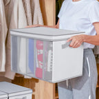 Univivi Large Size Wardrobe Clothes Organizer, 5 Grids Sweater Organizer for Closet with Handles, Support Boards and Lids, Foldable Closet Organizers for Sweaters, Pants, T-shirt, Hoodie- 2 Pack