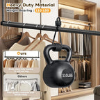 Mavivegue 2 Pack Adjustable Closet Rods for Hanging Clothes, Heavy Duty Closet Hanging Rod, Double Hanging Closet Rod, Space-Saving Closet Extender Hanging Rod, Black